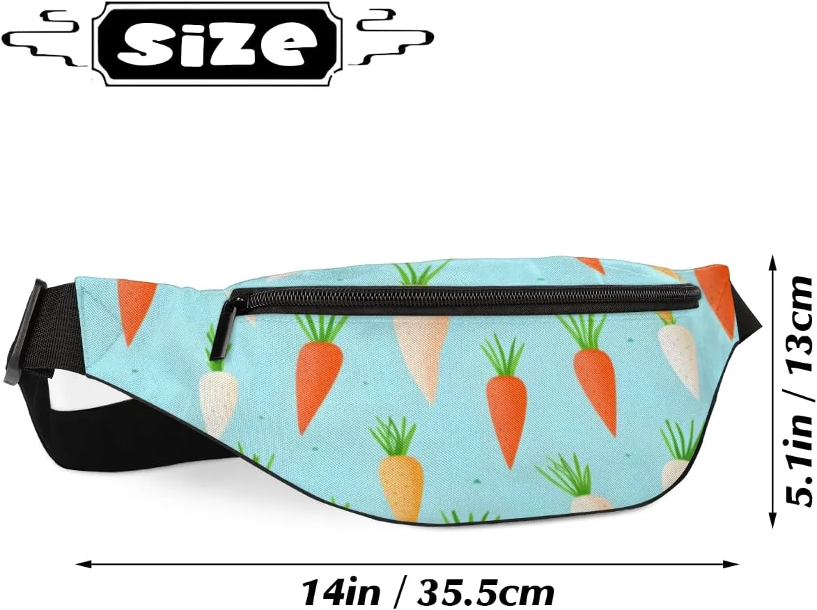 Fanny Pack for Women Men Multicolored Carrots Waist Pack Crossbody Bag with Adjustable Straps for Hiking Running Walking Travel Cycling