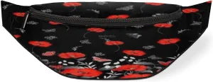 Fanny Pack for Women Men Poppy Butterfly Waist Pack Crossbody Bag with Adjustable Straps for Hiking Running Walking Travel Cycling