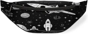 Fanny Pack for Women Men Rockets Planet Black Background Waist Pack Crossbody Bag with Adjustable Straps for Hiking Running Walking Travel Cycling