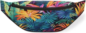 Fanny Pack for Women Men Tropical Plant Flower Waist Pack Crossbody Bag with Adjustable Straps for Hiking Running Walking Travel Cycling