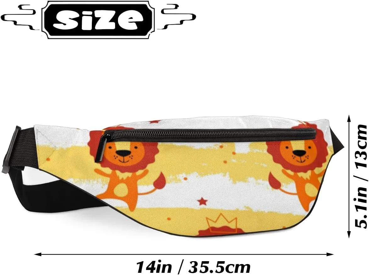 Fanny Pack for Women Men Waist Pack Cartoon Cute Lions Crossbody Bag with Adjustable Straps for Hiking Running Walking Travel Cycling
