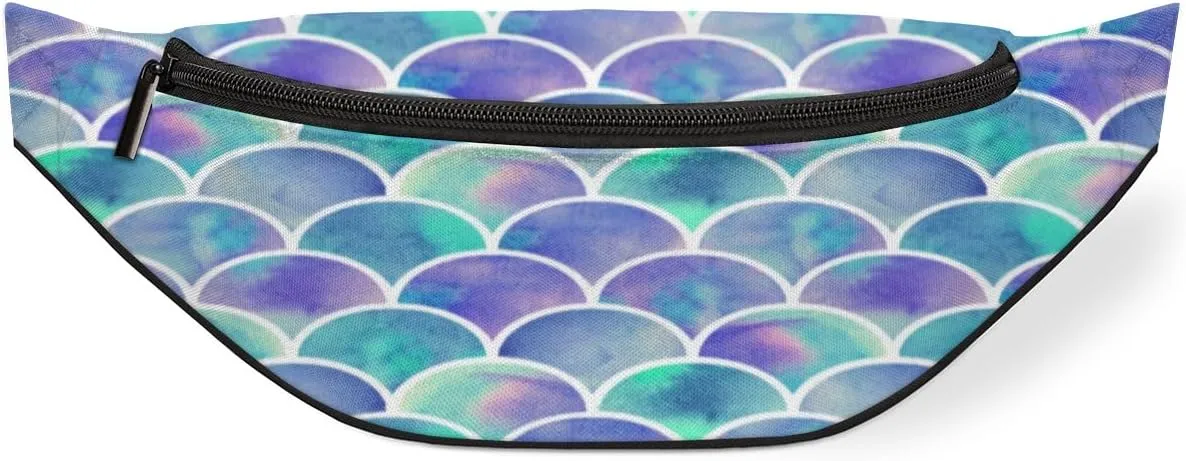 Fanny Pack for Women Men Waist Pack Ocean Animal Mermaid Scales Crossbody Bag with Adjustable Straps for Hiking Running Walking Travel Cycling