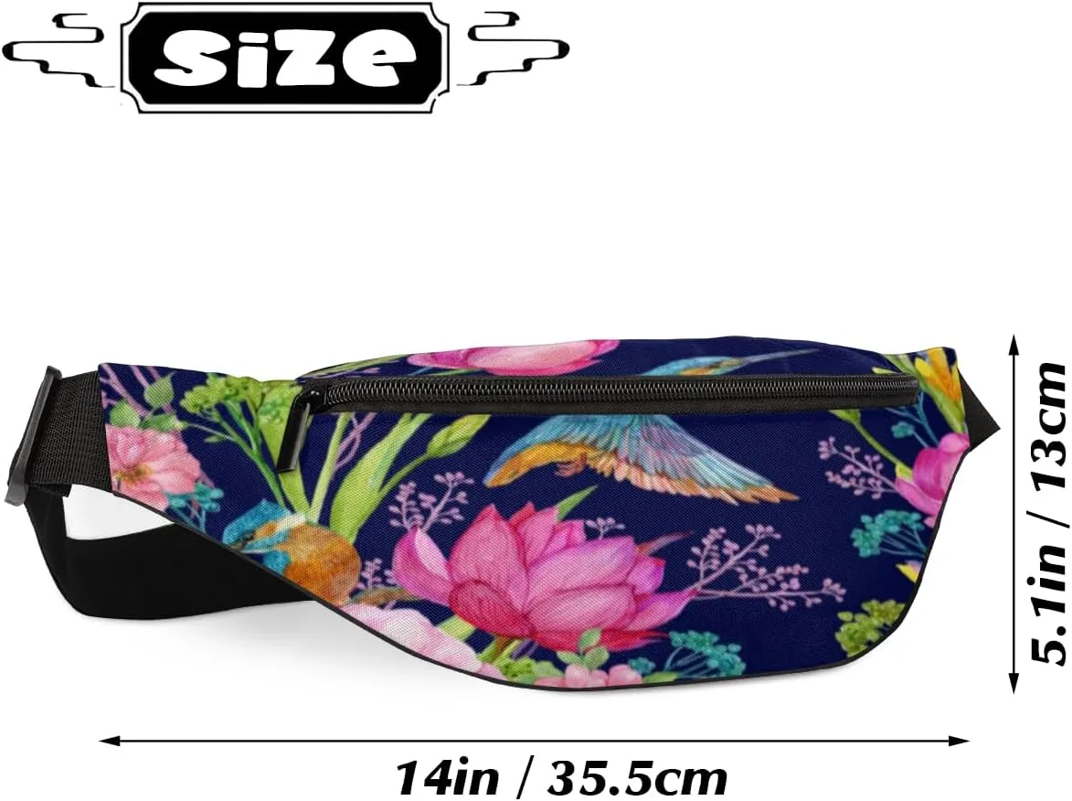 Fanny Pack for Women Men Waist Pack Spring Flowers Birds Crossbody Bag with Adjustable Straps for Hiking Running Walking Travel Cycling