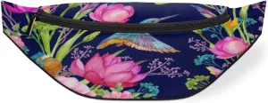 Fanny Pack for Women Men Waist Pack Spring Flowers Birds Crossbody Bag with Adjustable Straps for Hiking Running Walking Travel Cycling