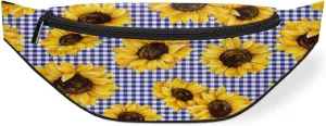Fanny Pack for Women Men Waist Pack Sunflower Blue Grid Crossbody Bag with Adjustable Straps for Hiking Running Walking Travel Cycling
