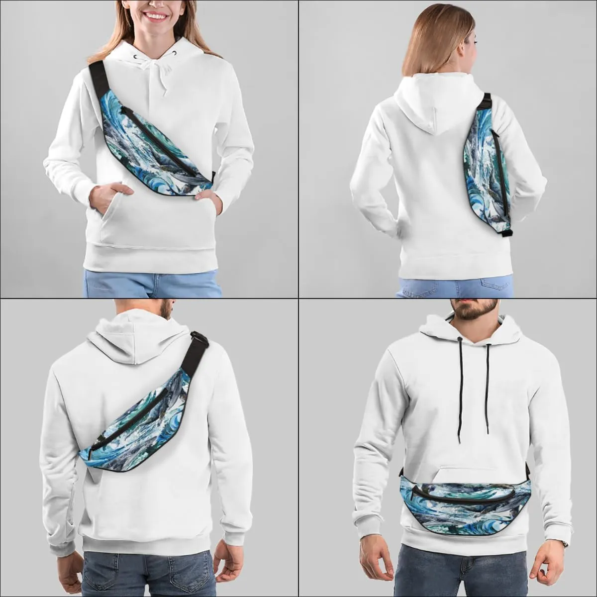 Fanny Pack for Women Men Waist Pack Watercolor Dolphin Crossbody Bag with Adjustable Straps for Hiking Running Walking Travel Cycling