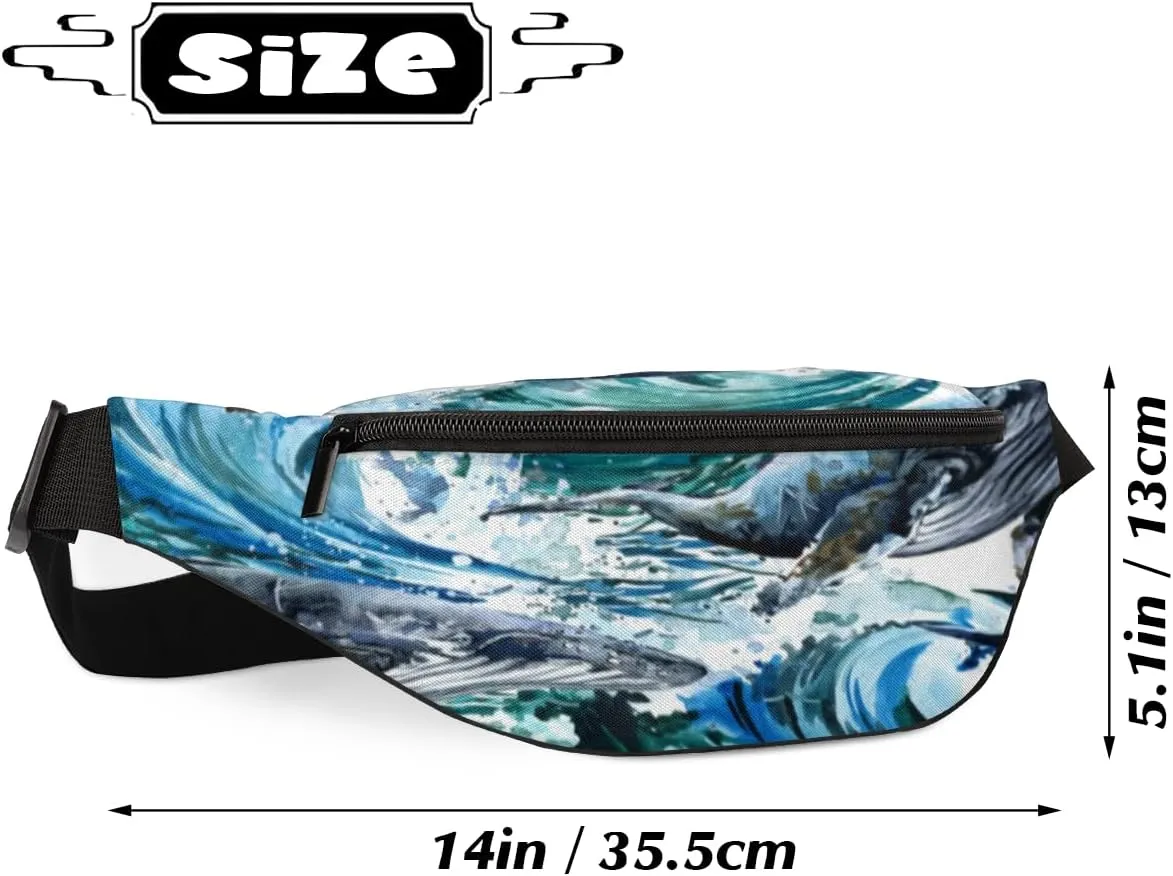 Fanny Pack for Women Men Waist Pack Watercolor Dolphin Crossbody Bag with Adjustable Straps for Hiking Running Walking Travel Cycling
