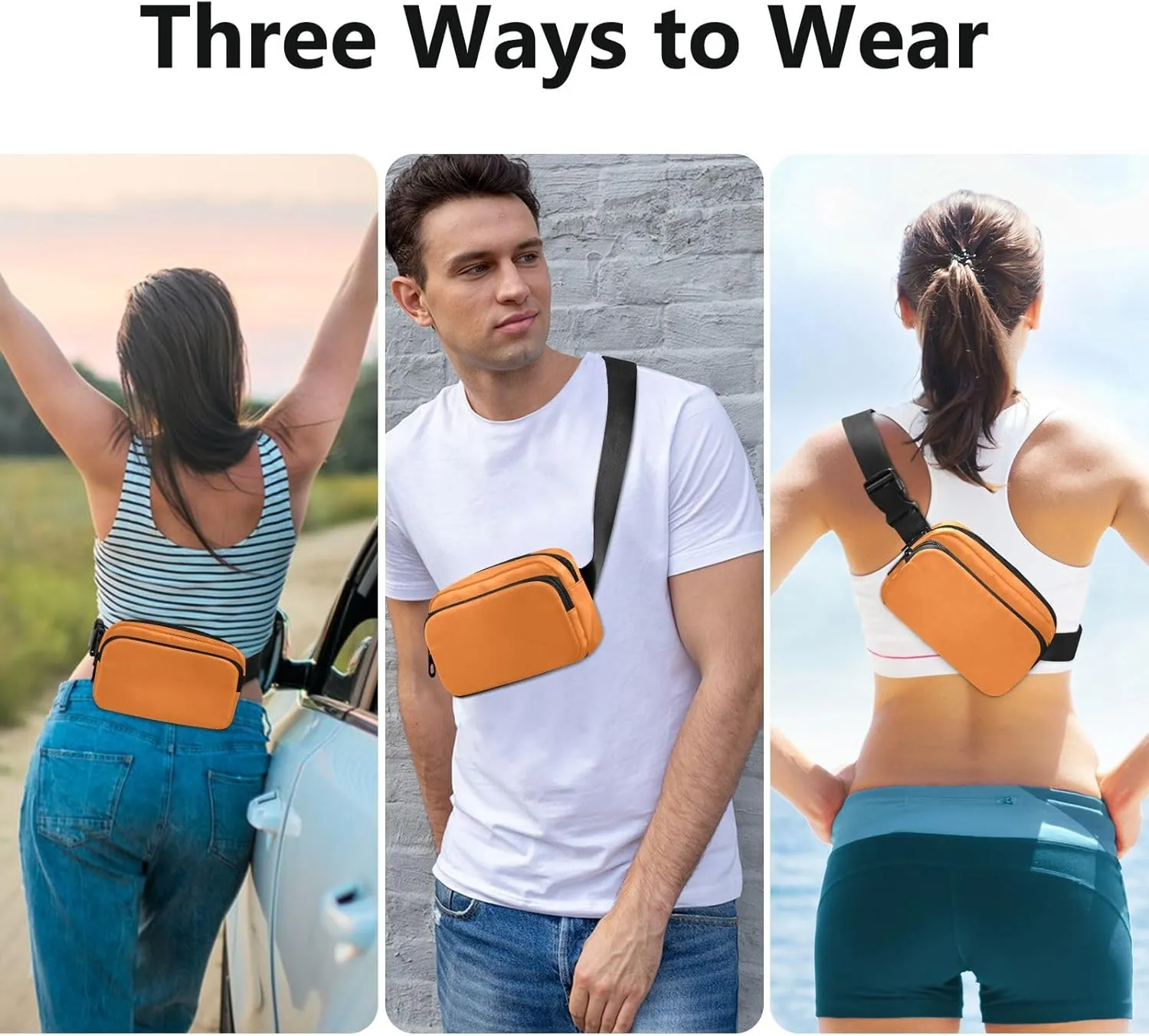 Fanny Pack for Women Men with Zipper Chocolate Fashion Waist Pack, Small Cross Body bags for Running,Hiking,Cycling,Travel 20828