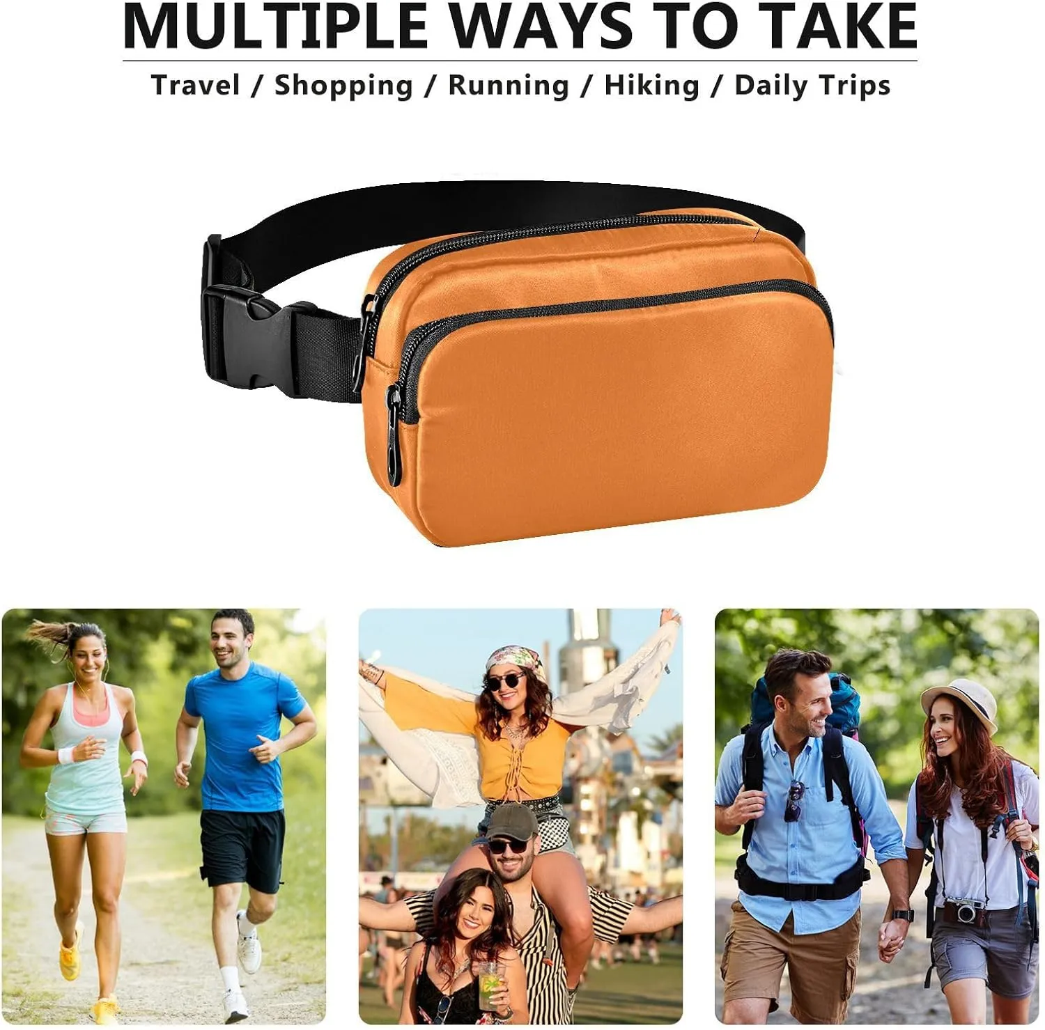 Fanny Pack for Women Men with Zipper Chocolate Fashion Waist Pack, Small Cross Body bags for Running,Hiking,Cycling,Travel 20828