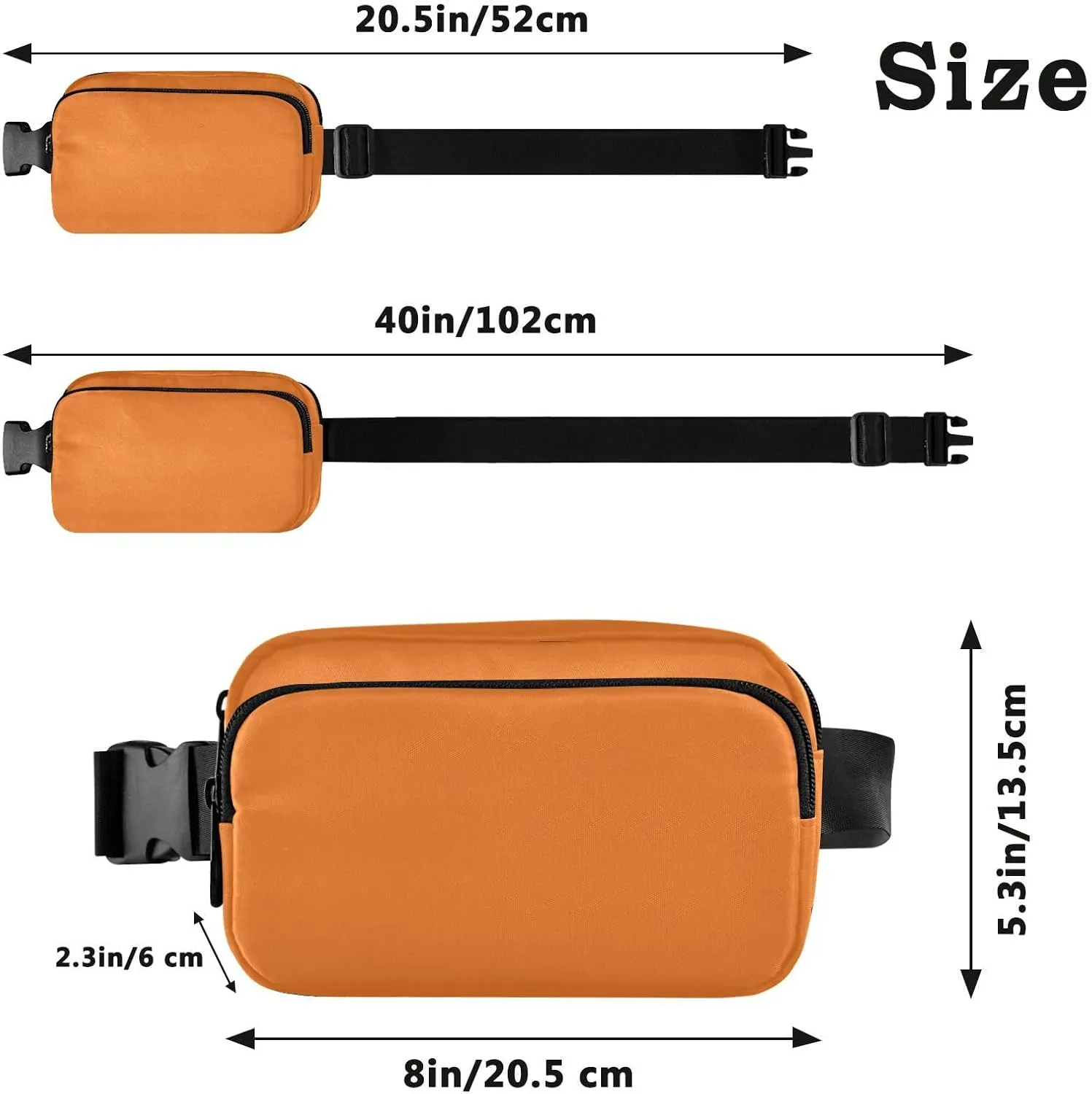 Fanny Pack for Women Men with Zipper Chocolate Fashion Waist Pack, Small Cross Body bags for Running,Hiking,Cycling,Travel 20828