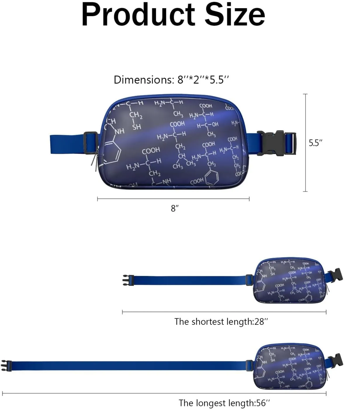 Fanny Pack for Women,Mini Waterproof Science theme Belt Bag,Fashionable Crossbody,Cute Everywhere Belt Bags Fanny Pack for Hiking,Travel.