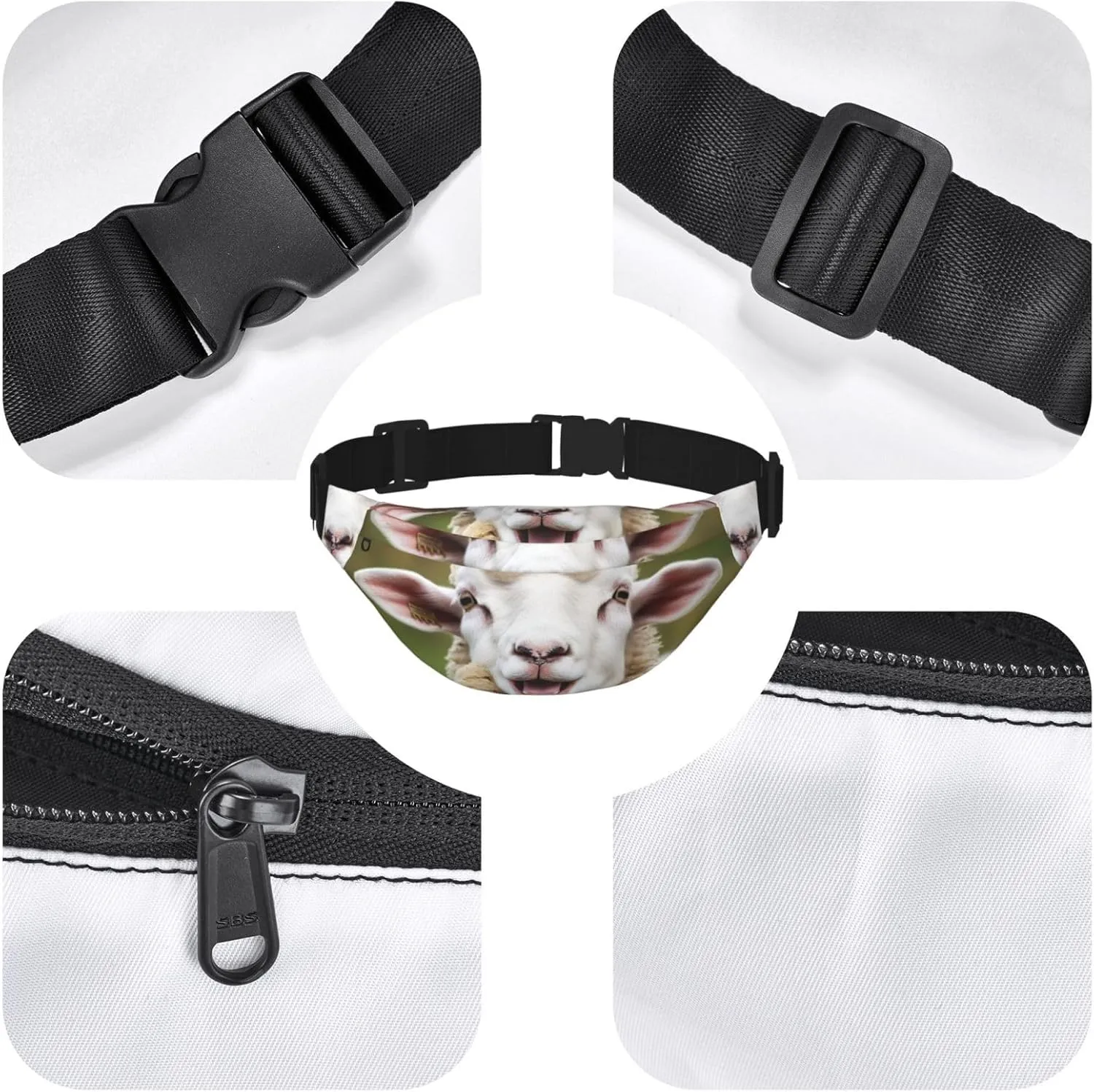 Fanny Pack Funny Naughty Sheep Tongue Cute Animal Waist Pack For Women Men Waterproof Belt Bag With Adjustable Belt Casual Crossbody Bag Travel Waist Bag For Sports Running Cycling
