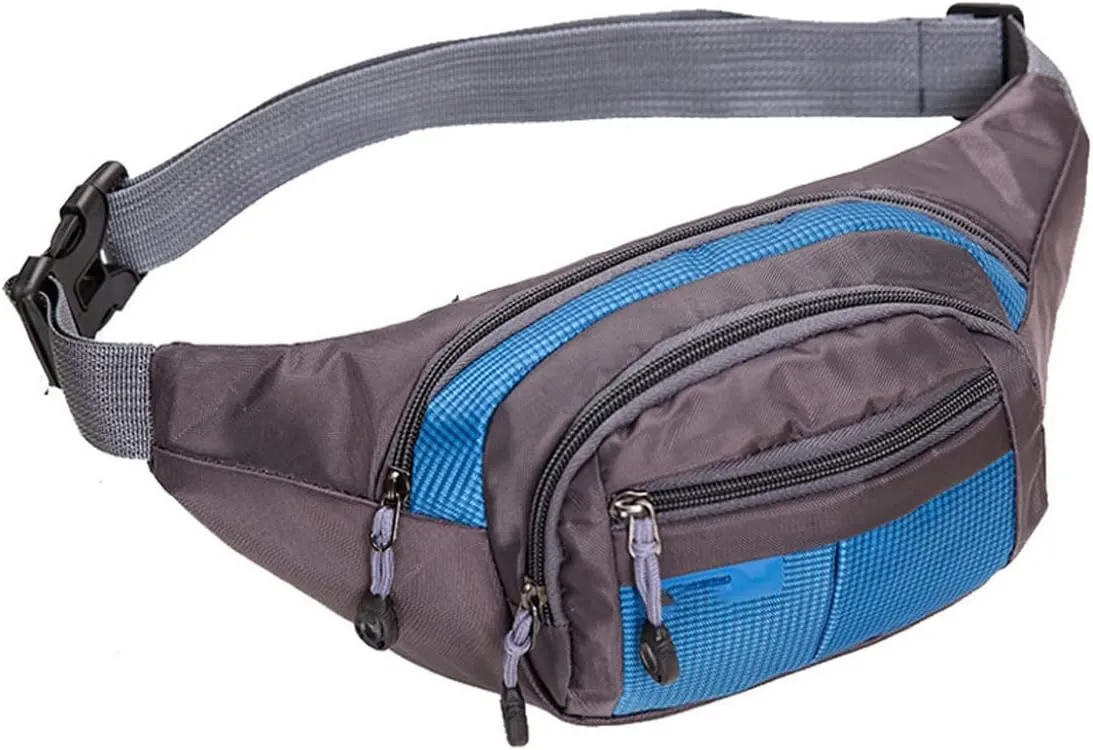 Fanny Pack Men's Nylon Portable Waist Bags Women's Outdoor Sports Waist Bags Waterproof Waist Bag (Blue)