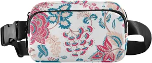 Fanny Pack Waist Bag for Men Women Red Floral Crossbody Fashion Waist Packs Belt Bag with Adjustable Strap for Traveling, Hiking, Jogging, Cycling