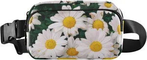 Fanny Pack Waist Bag for Men Women White Daisy Crossbody Fashion Waist Packs Belt Bag with Adjustable Strap for Traveling, Hiking, Jogging, Cycling