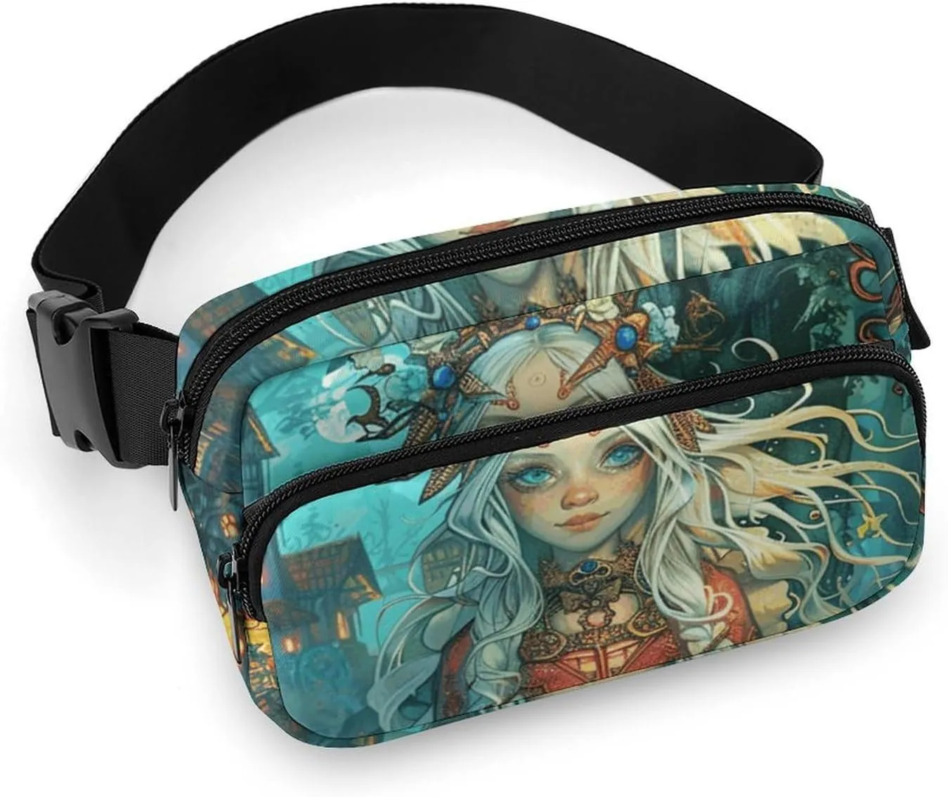 Fanny Pack White-Haired Priestess Waist Pack for Women Men Waterproof Belt Bag with Adjustable Belt Casual Crossbody Bag Travel Waist Bag for Sports Running Cycling
