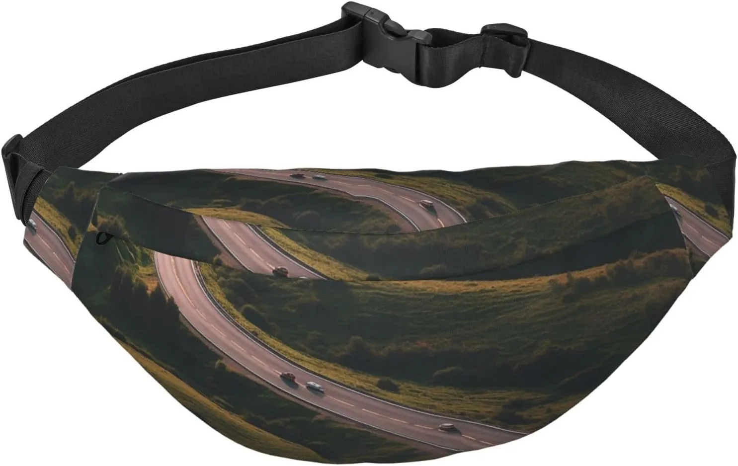 Fanny Pack Winding Highway Waist Pack For Women Men Waterproof Belt Bag With Adjustable Belt Casual Crossbody Bag Travel Waist Bag For Sports Running Cycling