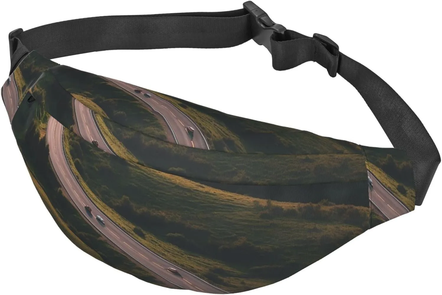 Fanny Pack Winding Highway Waist Pack For Women Men Waterproof Belt Bag With Adjustable Belt Casual Crossbody Bag Travel Waist Bag For Sports Running Cycling