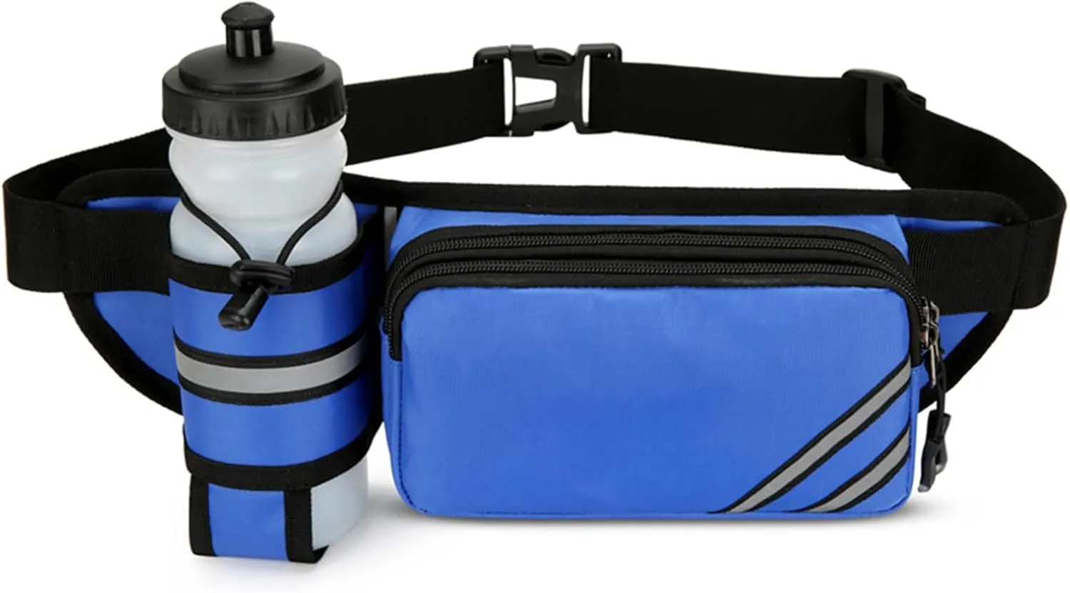 Fanny Pack with Water Bottle Holder for Men Women – Large Hiking Fanny Pack with Adjustable Strap Belt for Cycling Hiking Dog Walking Outdoor, Water Resistant Pack Blue(Bottle Not Included)