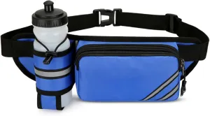 Fanny Pack with Water Bottle Holder for Men Women – Large Hiking Fanny Pack with Adjustable Strap Belt for Cycling Hiking Dog Walking Outdoor, Water Resistant Pack Blue(Bottle Not Included)