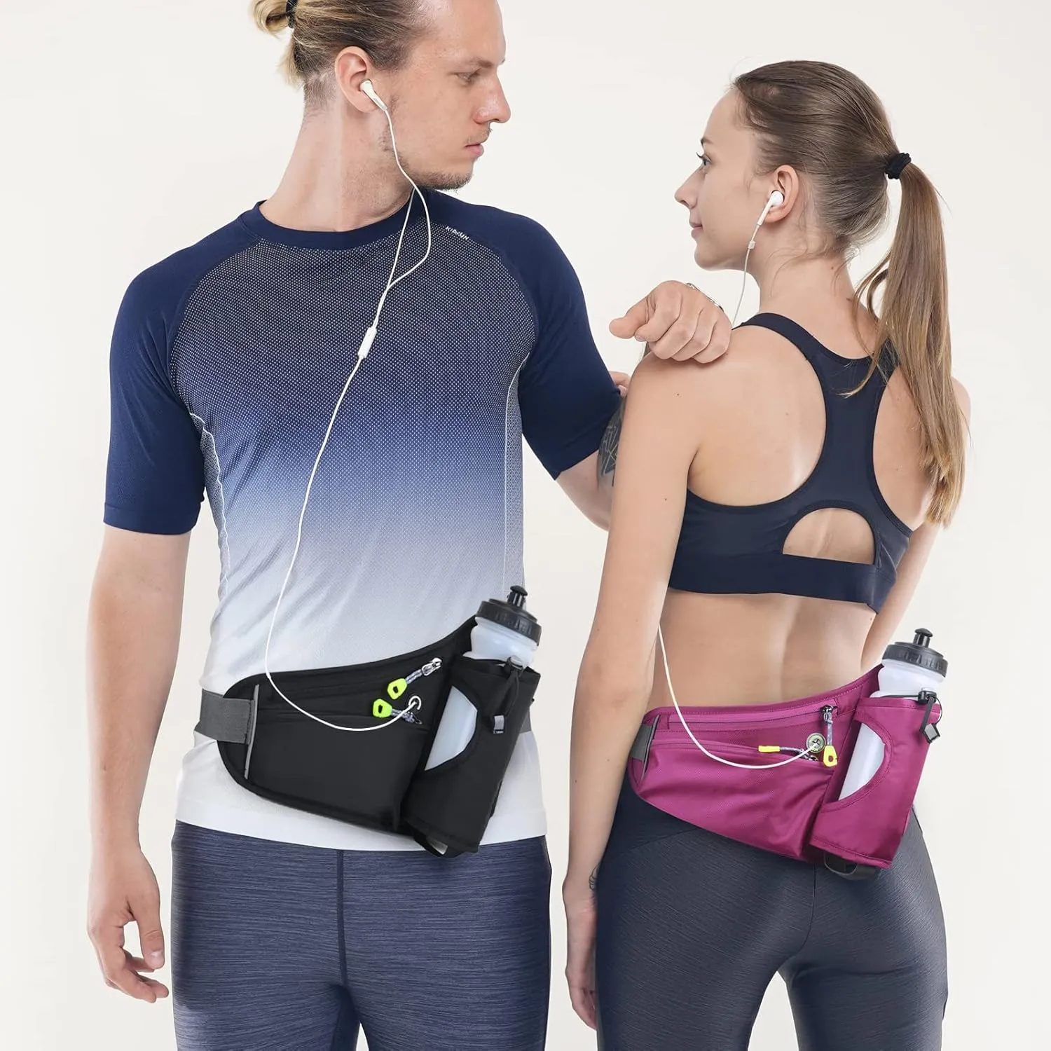 Fanny Pack with Water Bottle Holder, Hydration Running Belt for Men Women Adjustable Strap Waist Bag Suitable for Hiking Running Walking Jogging Camping(Bottle Not Included) (Black)