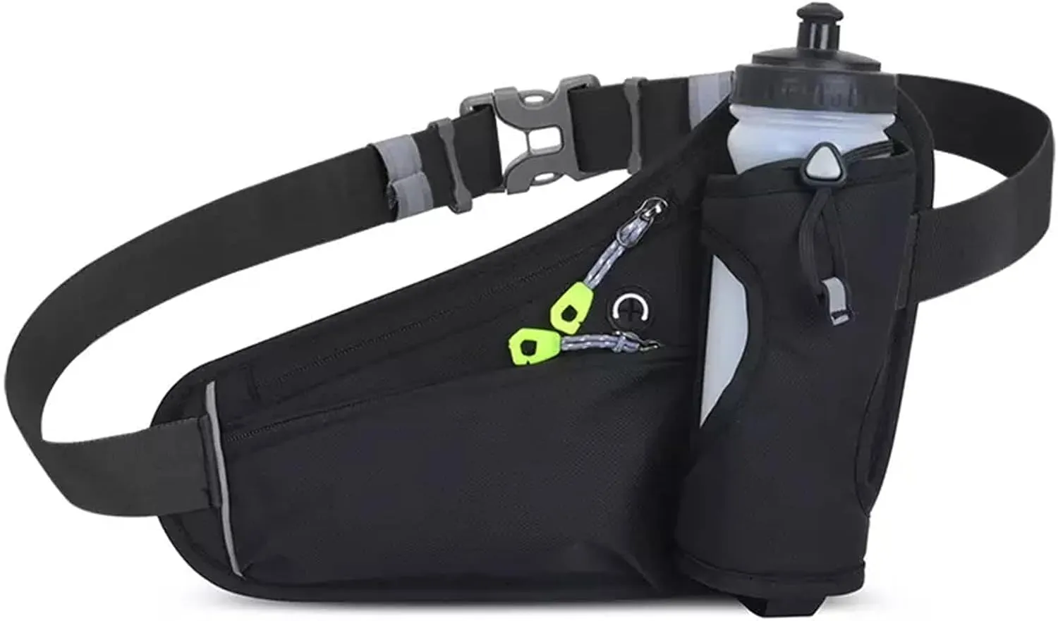 Fanny Pack with Water Bottle Holder, Hydration Running Belt for Men Women Adjustable Strap Waist Bag Suitable for Hiking Running Walking Jogging Camping(Bottle Not Included) (Black)