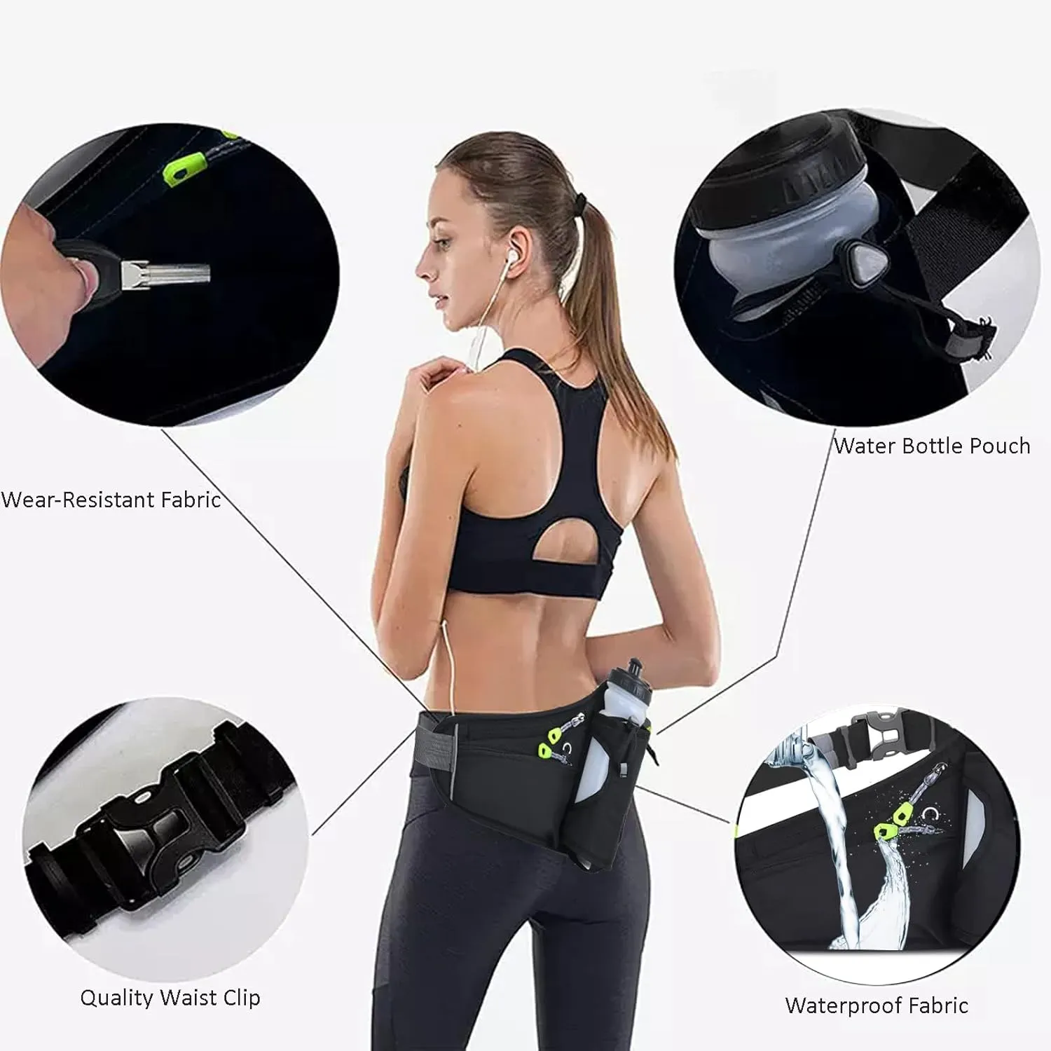 Fanny Pack with Water Bottle Holder, Hydration Running Belt for Men Women Adjustable Strap Waist Bag Suitable for Hiking Running Walking Jogging Camping(Bottle Not Included) (Black)