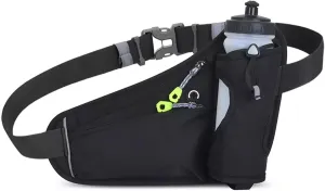 Fanny Pack with Water Bottle Holder, Hydration Running Belt for Men Women Adjustable Strap Waist Bag Suitable for Hiking Running Walking Jogging Camping(Bottle Not Included) (Black)