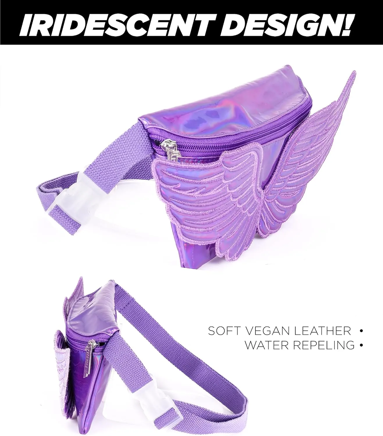 Fanny Pack Women Retro Fanny Pack Crossbody Bag for Women Men Festival Bag Small Cute Fanny Packs Woman Concert Bag Fashion Belt Bag 80s Waist Packs WINGS Purple