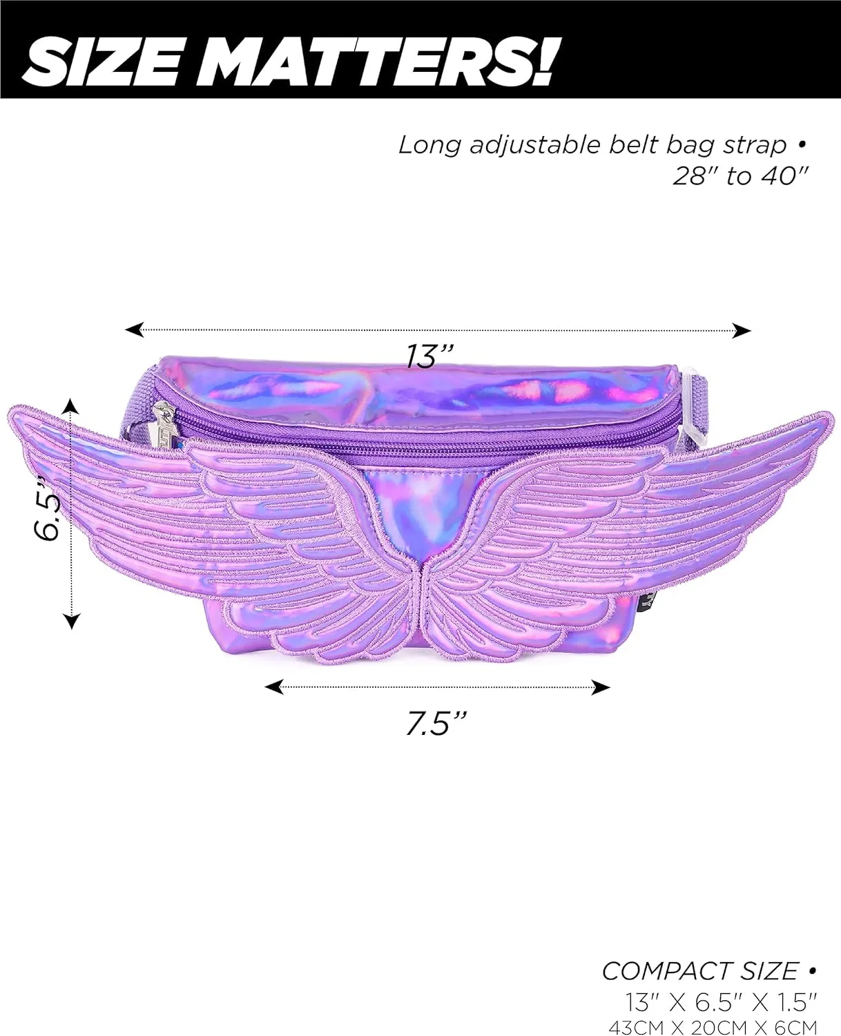 Fanny Pack Women Retro Fanny Pack Crossbody Bag for Women Men Festival Bag Small Cute Fanny Packs Woman Concert Bag Fashion Belt Bag 80s Waist Packs WINGS Purple
