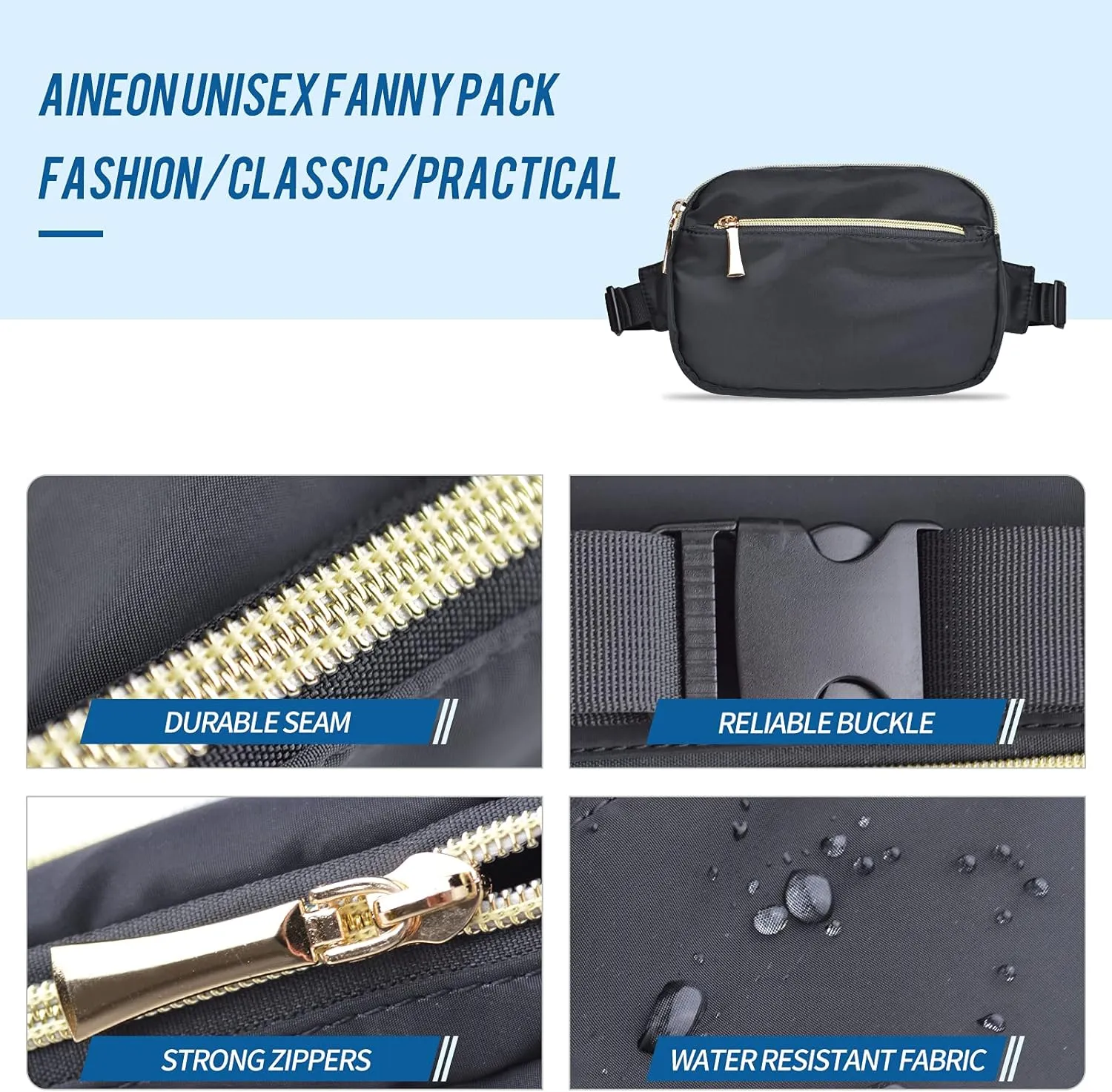 Fanny Packs for Women Men Fashion Plus Size Waist Pack Belt Bag Fanny Pack for Girls Boys with 5 Pockets Adjustable Belt, Cute Bum Bag Hip Bags for Travel Disney Running