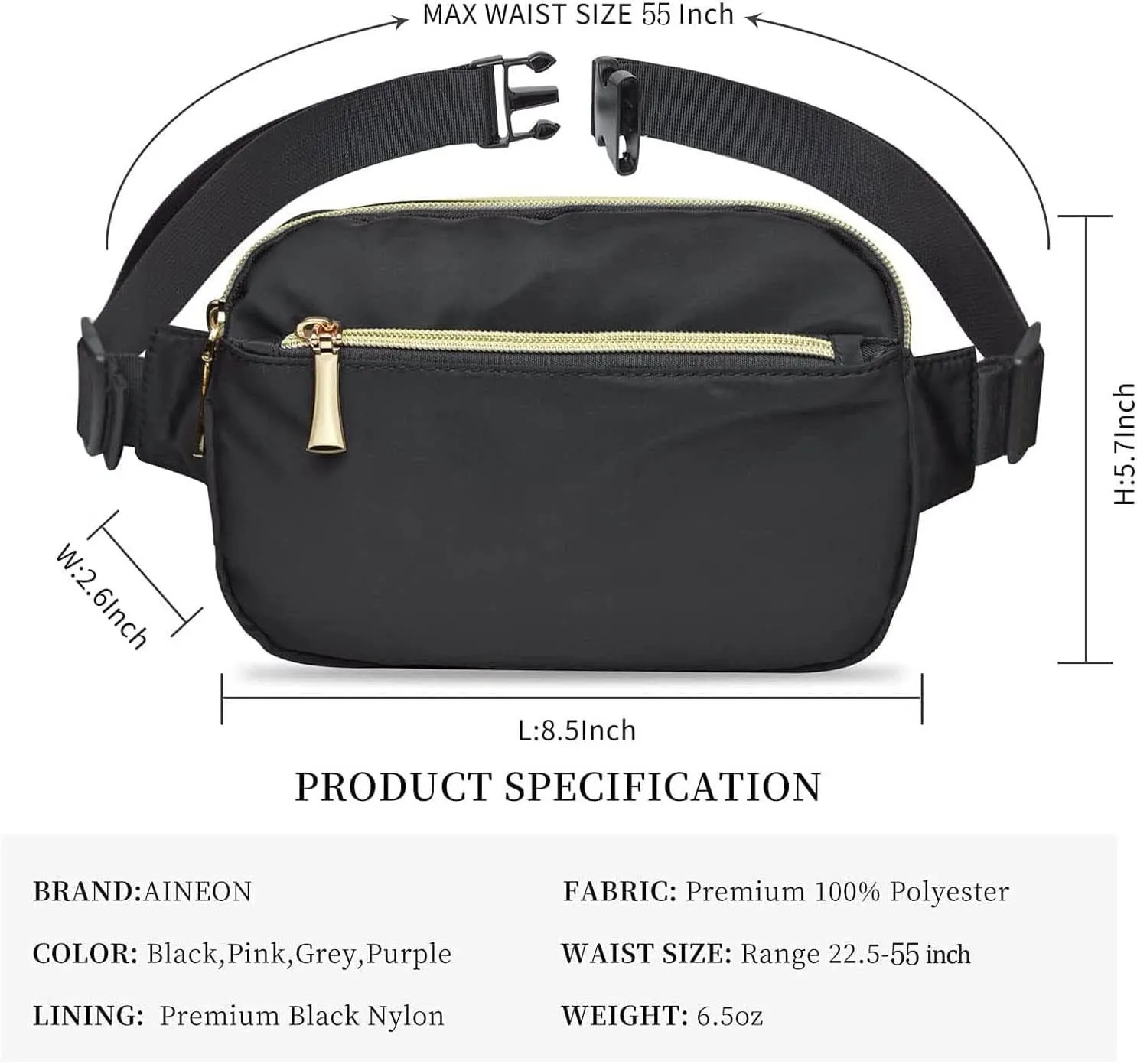 Fanny Packs for Women Men Fashion Plus Size Waist Pack Belt Bag Fanny Pack for Girls Boys with 5 Pockets Adjustable Belt, Cute Bum Bag Hip Bags for Travel Disney Running