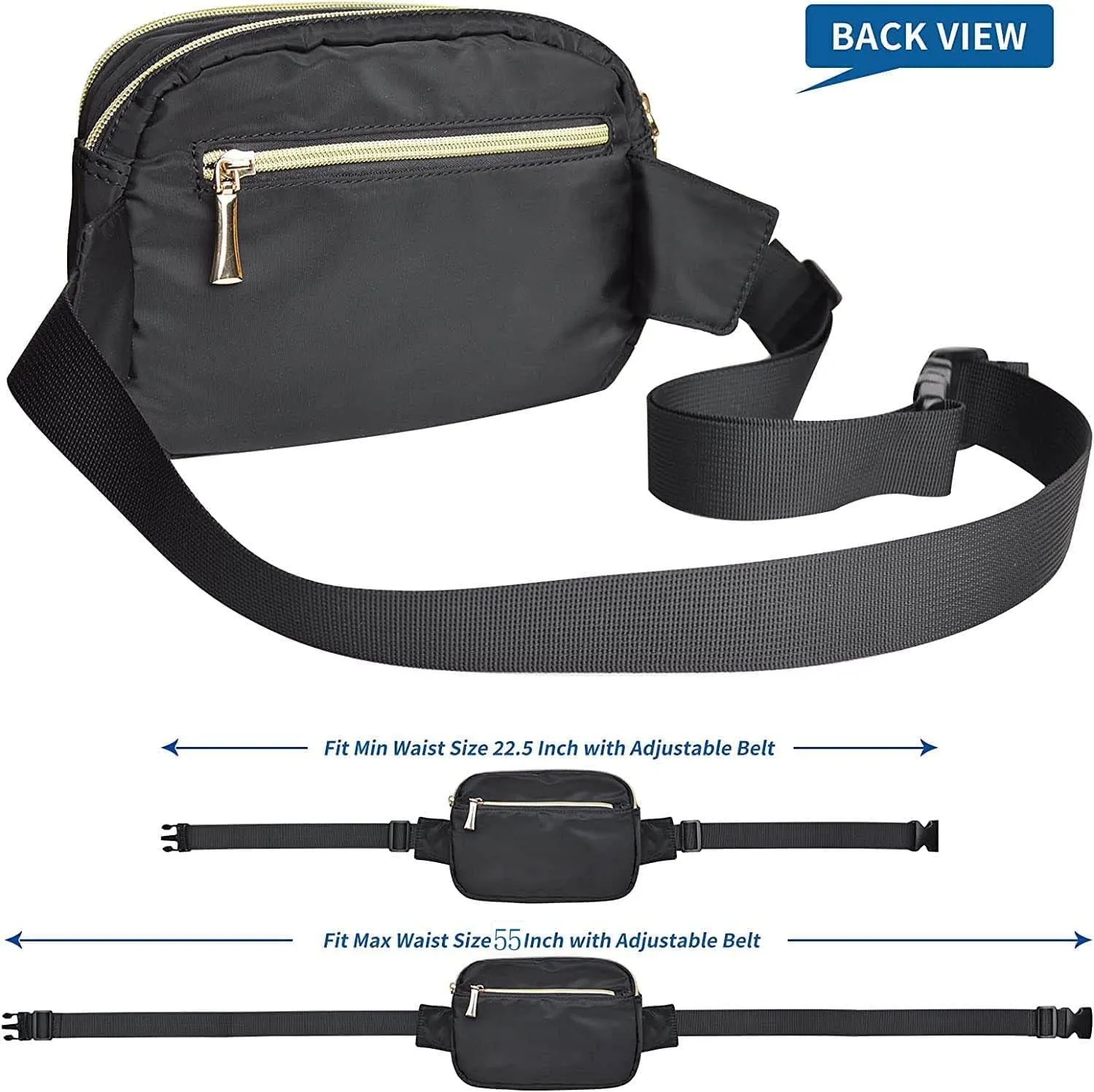 Fanny Packs for Women Men Fashion Plus Size Waist Pack Belt Bag Fanny Pack for Girls Boys with 5 Pockets Adjustable Belt, Cute Bum Bag Hip Bags for Travel Disney Running