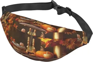 Fanny Packs For Women Men Waist Bag Waterproof Sport Belt Bag Thanksgiving Golden Fall Fashion Waist Pack Adjustable Crossbody Bags Zipper Bum Bag For Running Hiking Travel