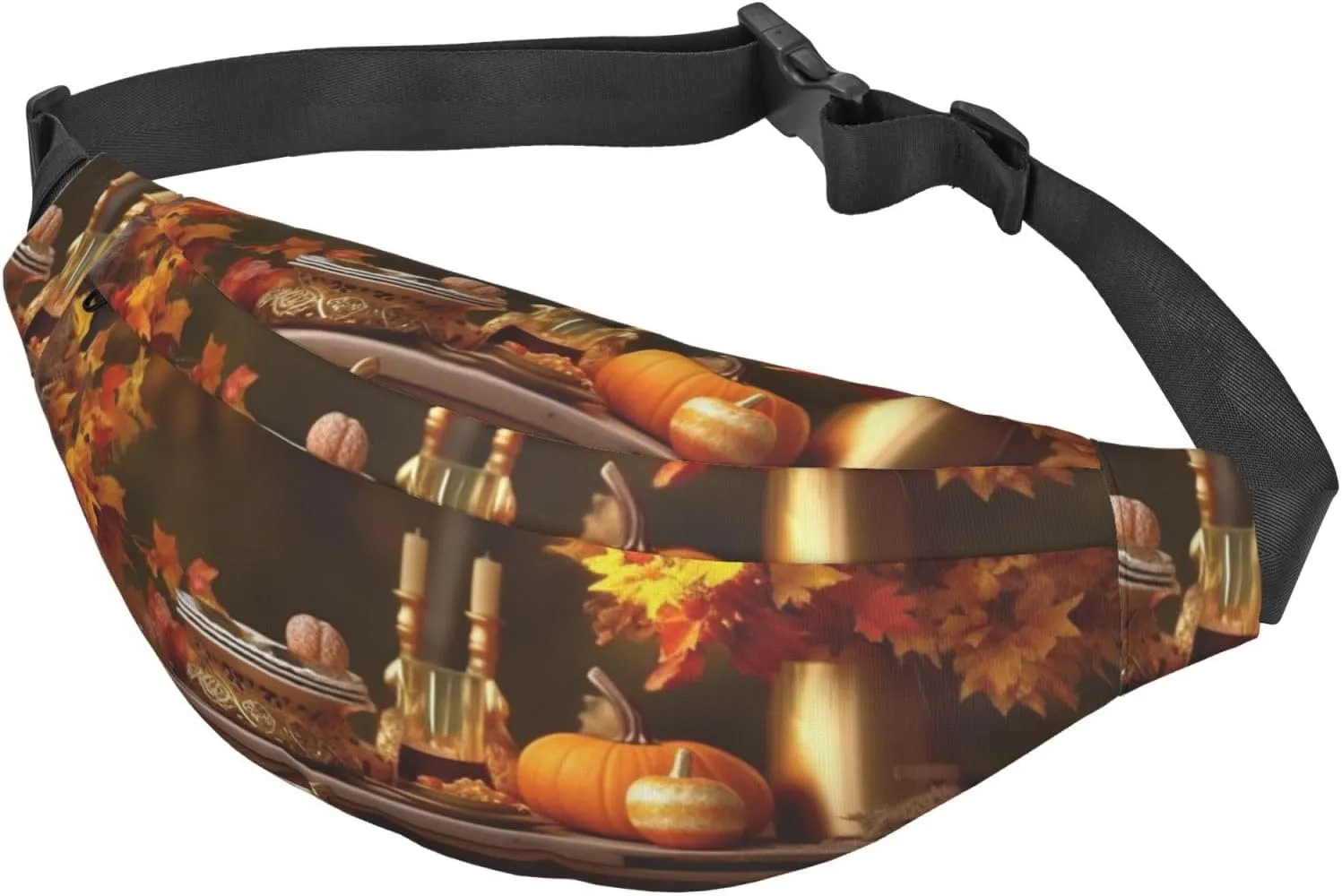 Fanny Packs For Women Men Waist Bag Waterproof Sport Belt Bag Thanksgiving Golden Fall Fashion Waist Pack Adjustable Crossbody Bags Zipper Bum Bag For Running Hiking Travel