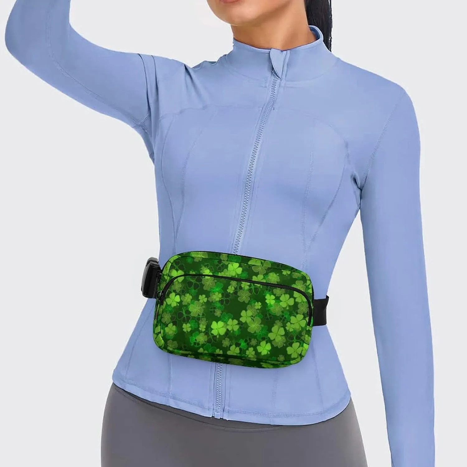Fanny Packs St Patricks Day Green Shamrock Clover Leaf for Women Men, Fashion Waist Pack Crossbody Bags Belt Bag with Adjustable Strap for Running Hiking Travel