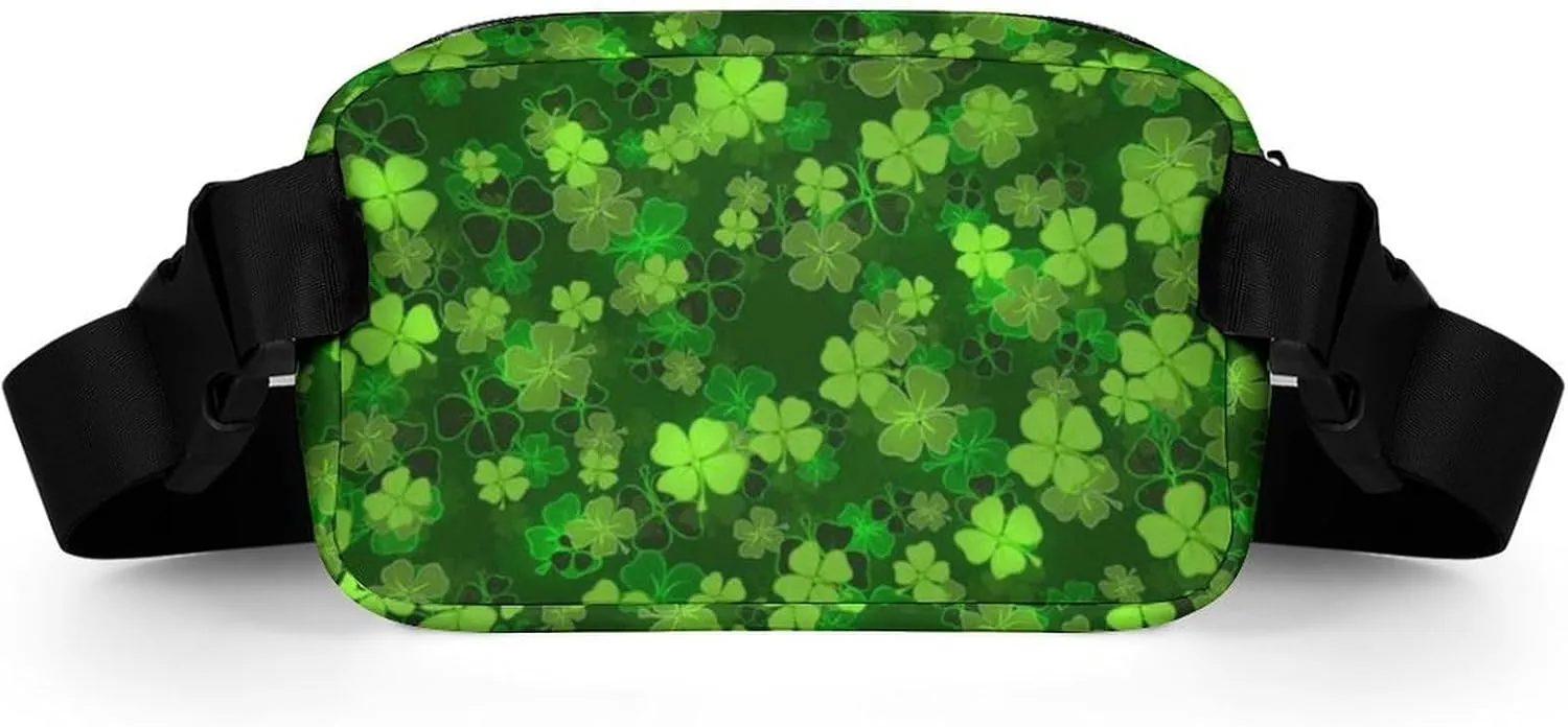 Fanny Packs St Patricks Day Green Shamrock Clover Leaf for Women Men, Fashion Waist Pack Crossbody Bags Belt Bag with Adjustable Strap for Running Hiking Travel