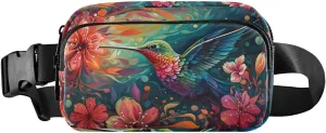 Fantasy Hummingbird Fanny Pack Water Resistant Adjustable Belt Waist Pack Travel Pouch for Running Hiking Training 8×5.3×1.6 inch