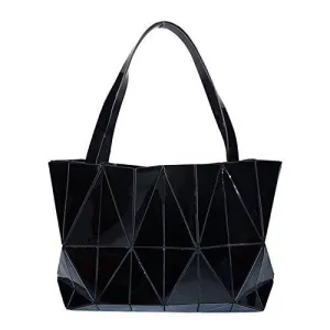 Fashion Bag Plain Folding Lady Handbags Geometry Style Female Shoulder Bags Large Casual Tote Famous Black Color