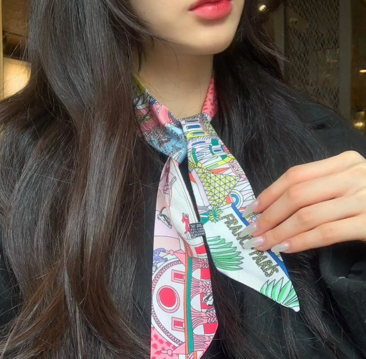 Fashion Handbag Handle Ribbon Scarves Neck Scarves Skinny Ribbon Twill Bandana Scarf Bag scarf for women Olivia NY