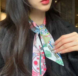 Fashion Handbag Handle Ribbon Scarves Neck Scarves Skinny Ribbon Twill Bandana Scarf Bag scarf for women Olivia NY