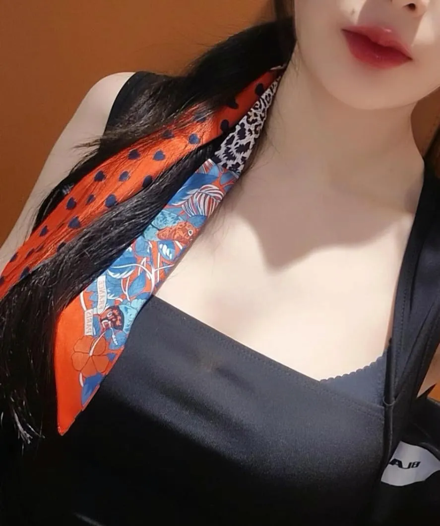 Fashion Handbag Handle Ribbon Scarves Neck Scarves Skinny Ribbon Twill Bandana Scarf Bag scarf for women Olivia NY