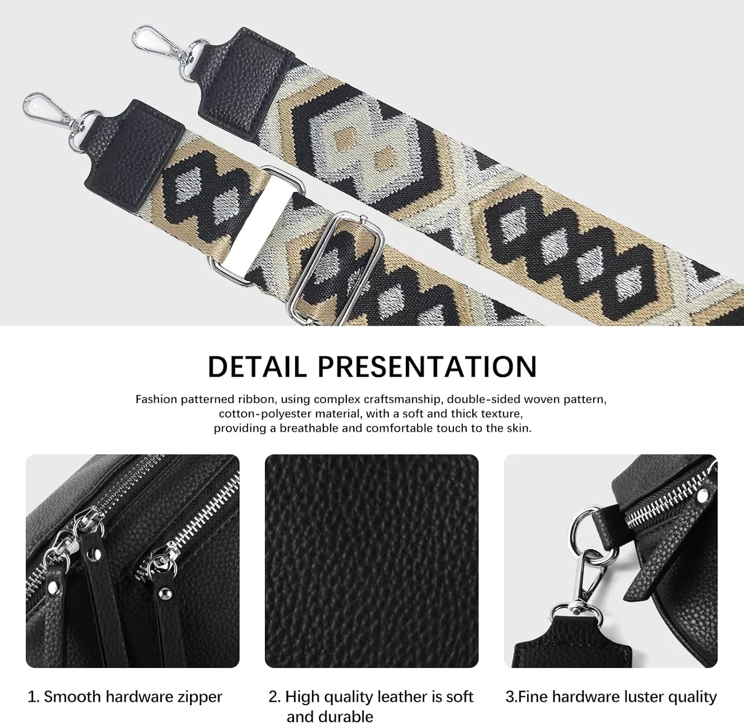 Fashion Leather Crossbody Small Sling Bags Fanny Pack Crossbody Bags Purses Gifts for Women Teen Girls Travel (Black)