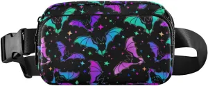Fashion Waist Pack Crossbody Bags for Women Men with Adjustable Strap, Halloween Luminous Bats Mini Chest Bag Belt Bag for Run Travel Outdoor Cycling Hiking