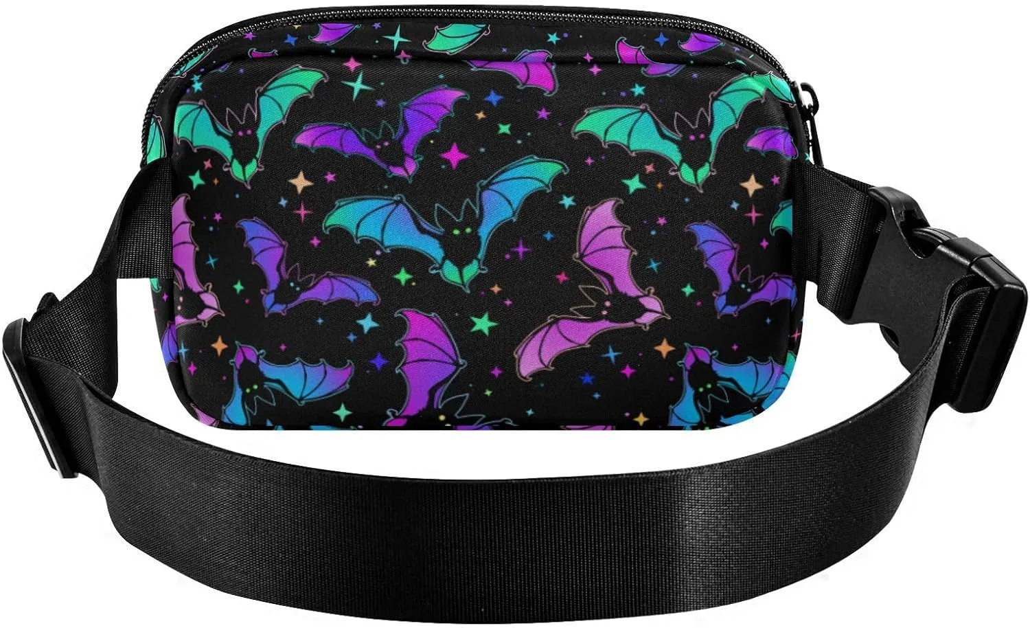 Fashion Waist Pack Crossbody Bags for Women Men with Adjustable Strap, Halloween Luminous Bats Mini Chest Bag Belt Bag for Run Travel Outdoor Cycling Hiking