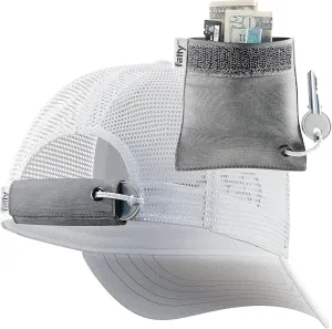 FattyPack - Attachable Storage Pocket for Hats - Store Cash, Medicine, Gum, Keys, Pencils, Pens, Golf Tees, etc. Black/White