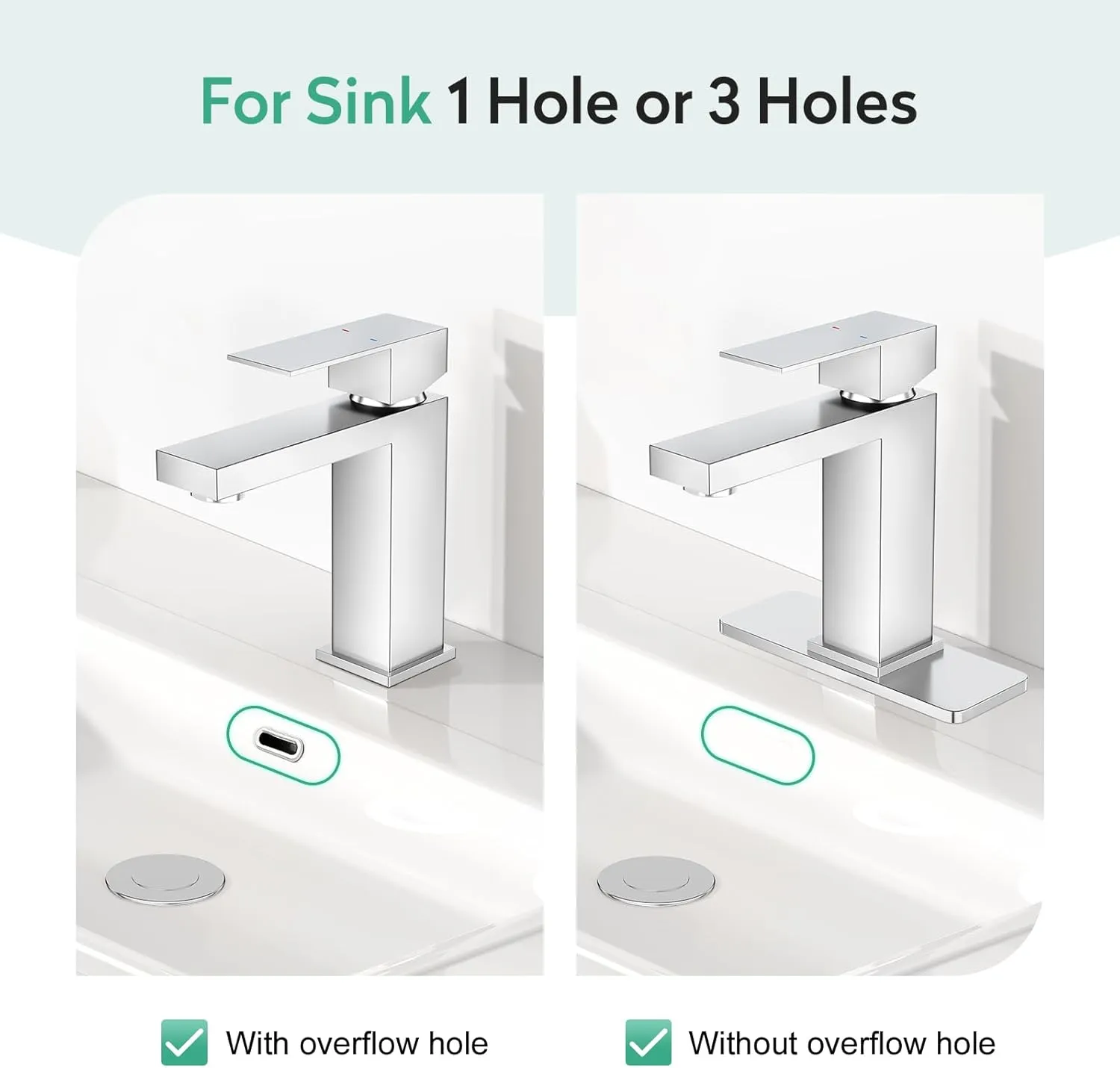 Faustina Polished Chrome Bathroom Faucet,One Hole Bathroom Faucet 3 Hole Bathroom Sink Faucet with Pop Up Drain,Single Handle Bathroom Vanity Faucet Vessel Faucet Lavatory Faucet Stainless Steel
