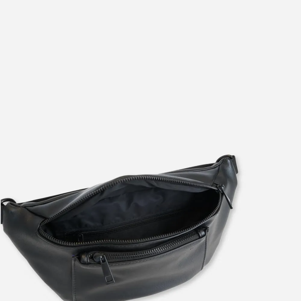 FAWN DESIGN The Fawny Pack Black Fanny Pack, Fanny Pack for Women Crossbody Bag, 2 Pockets and 6 Interior Card Slots, Adjustable Nylon Strap