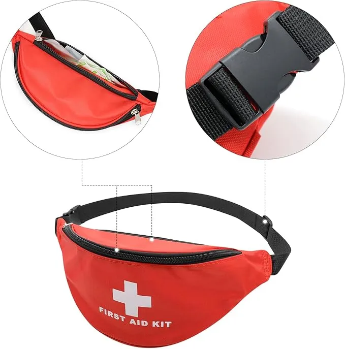 Faylapa Empty First Aid Bag Fanny Pack, Travel Pouch Bag 11.02x5.51x3.54 inch Waist Bag for Travel, Home, Office, Vehicle, Camping, Outdoor (Bag Only)