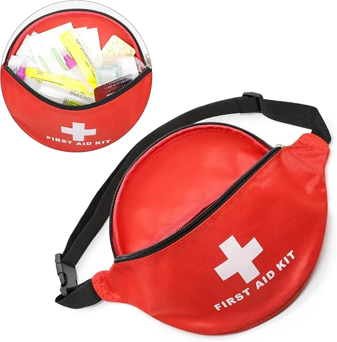 Faylapa Empty First Aid Bag Fanny Pack, Travel Pouch Bag 11.02x5.51x3.54 inch Waist Bag for Travel, Home, Office, Vehicle, Camping, Outdoor (Bag Only)